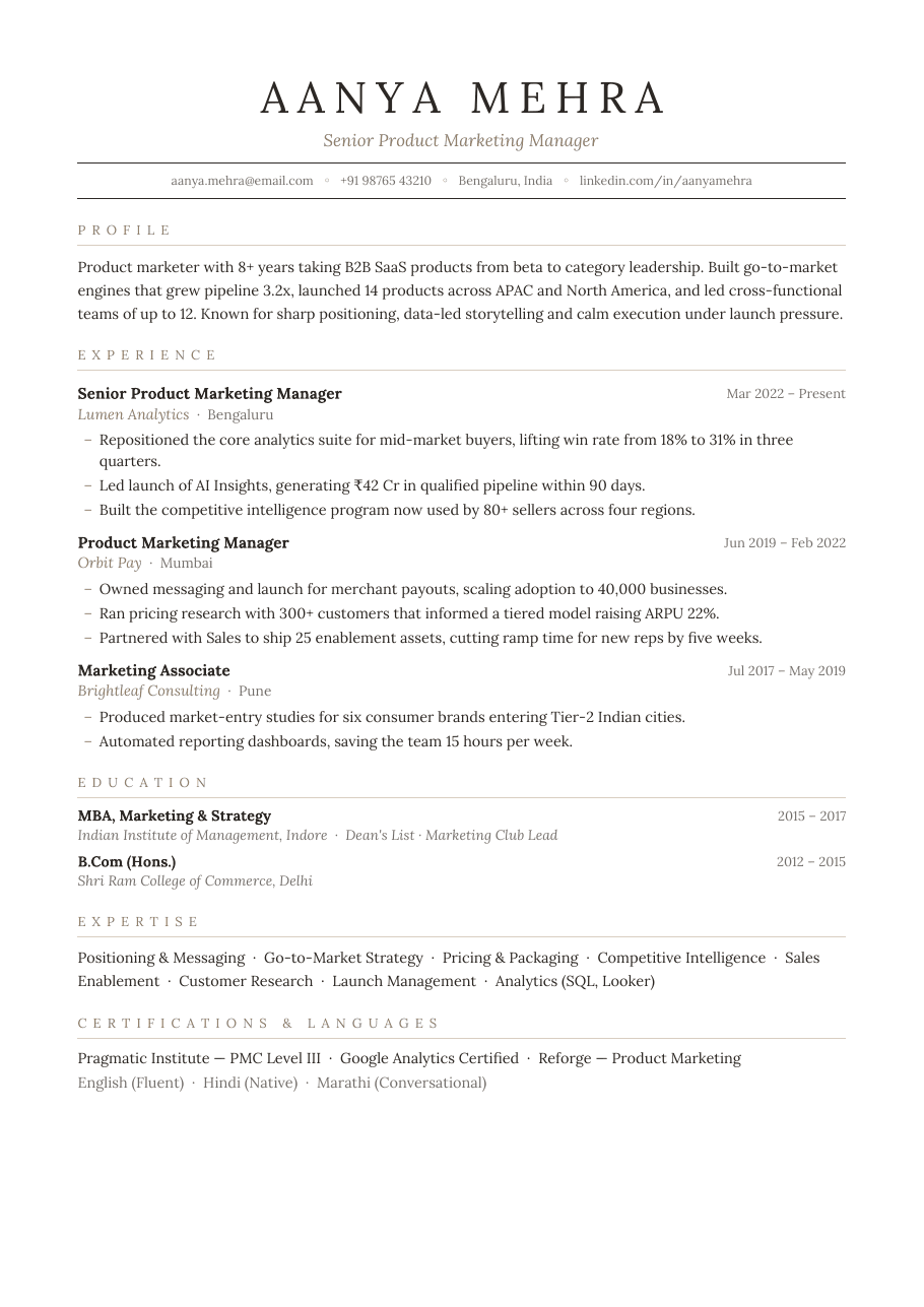 Ivory Editorial résumé template