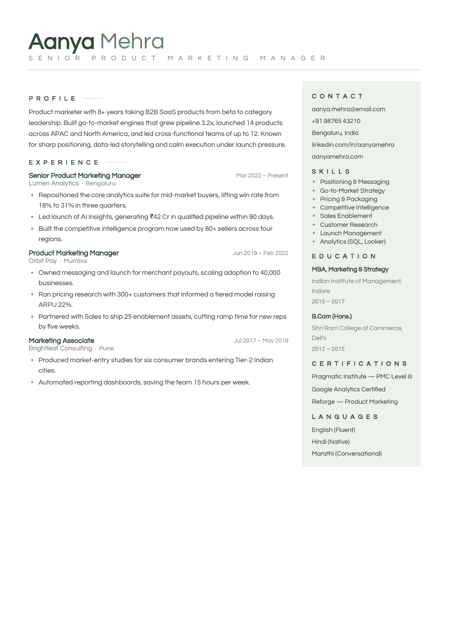 Sage Studio résumé template