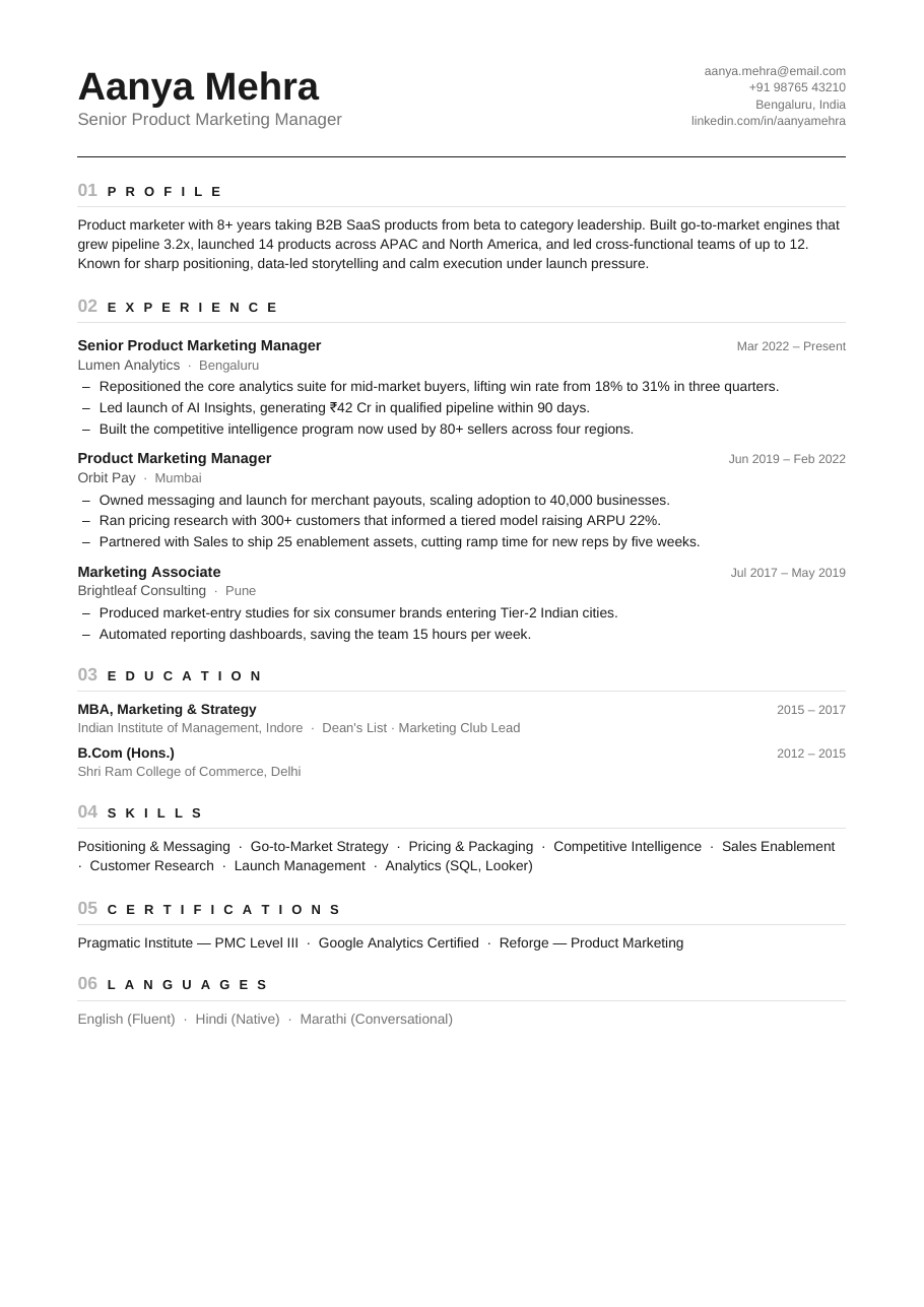 Mono Minimal résumé template
