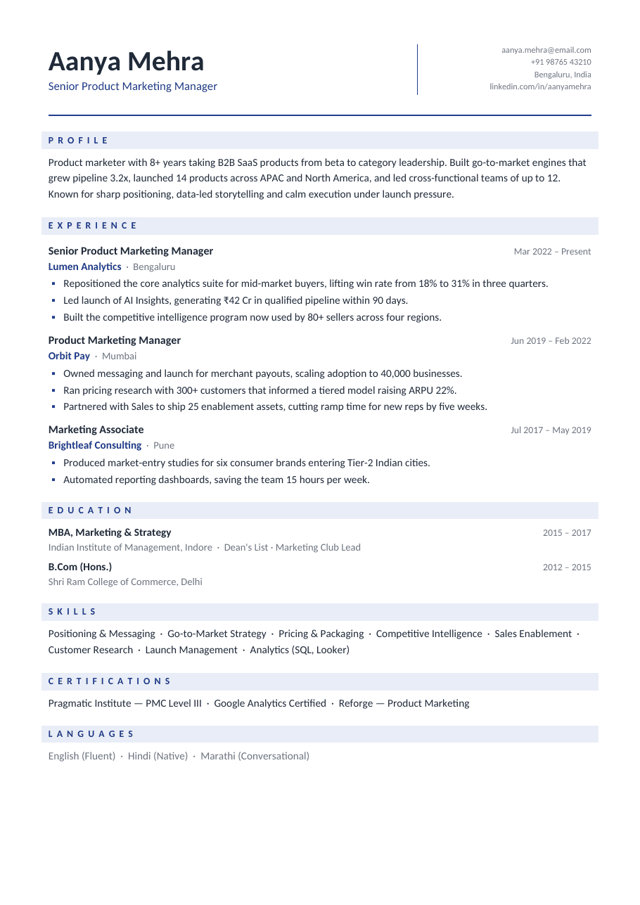 Navy Corporate résumé template