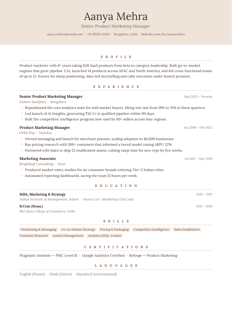 Mocha Café résumé template