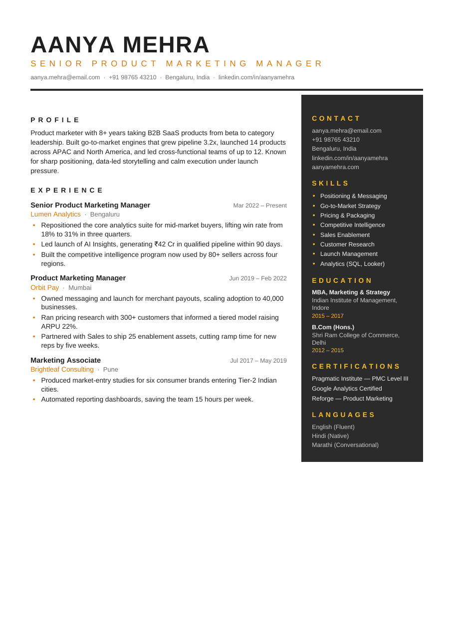 Charcoal Columns résumé template