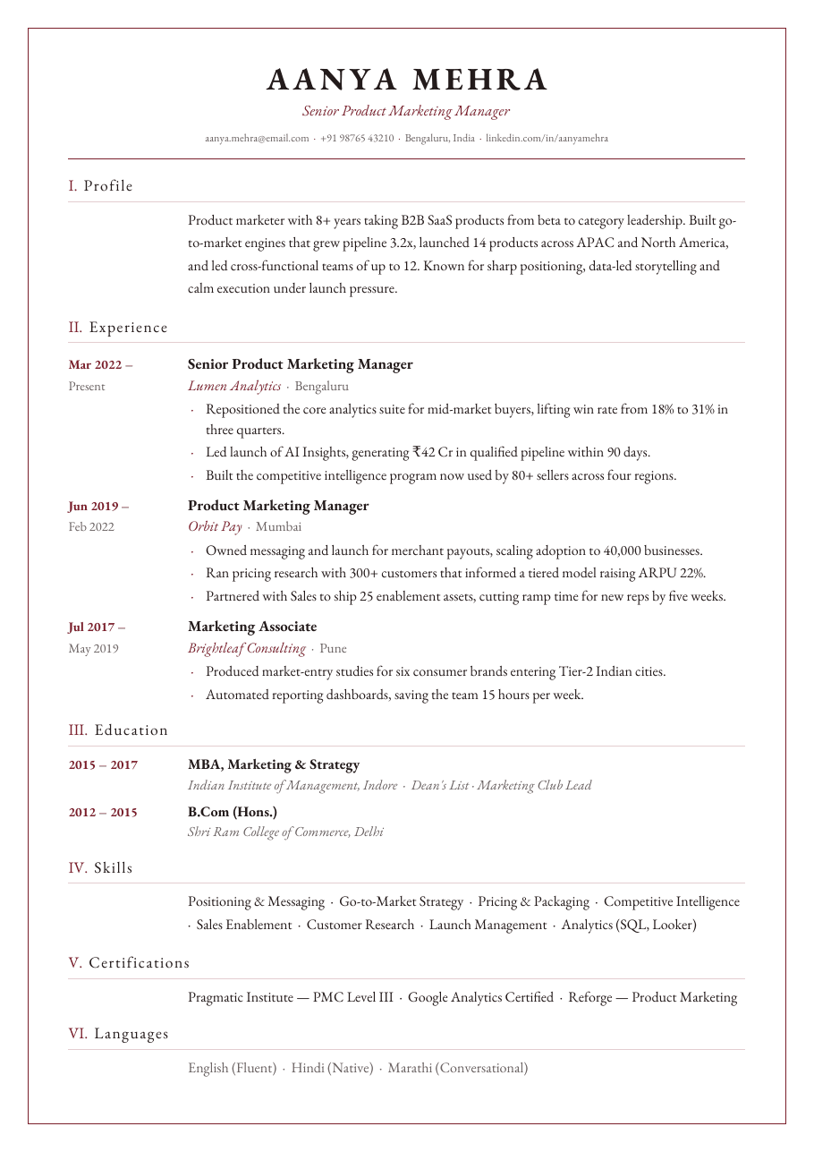 Burgundy Scholar résumé template