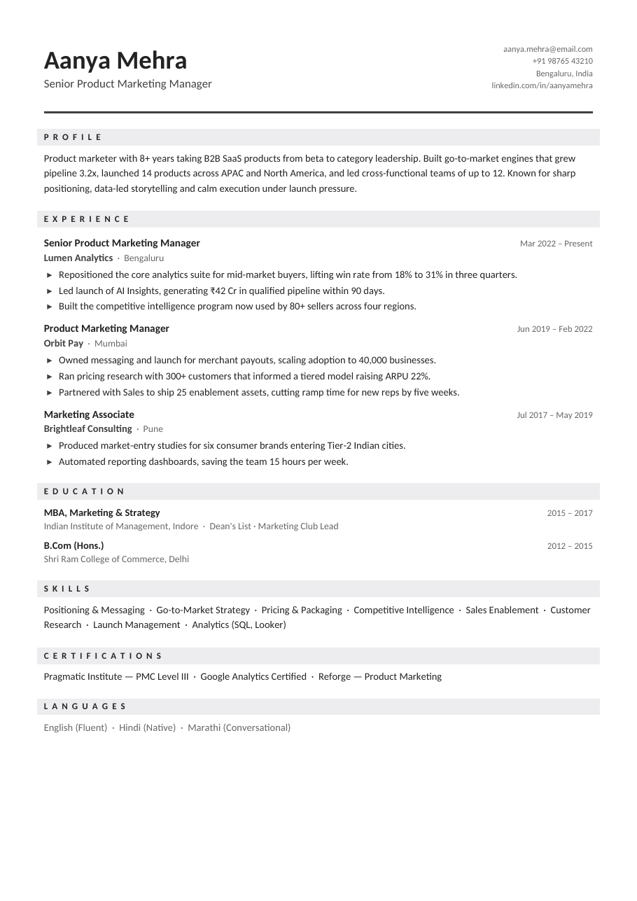 Graphite Pro résumé template