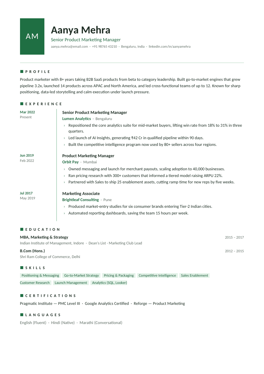 Forest Timeline résumé template