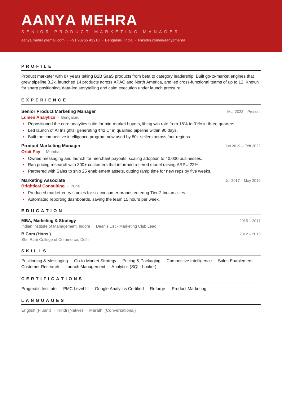 Crimson Bold résumé template