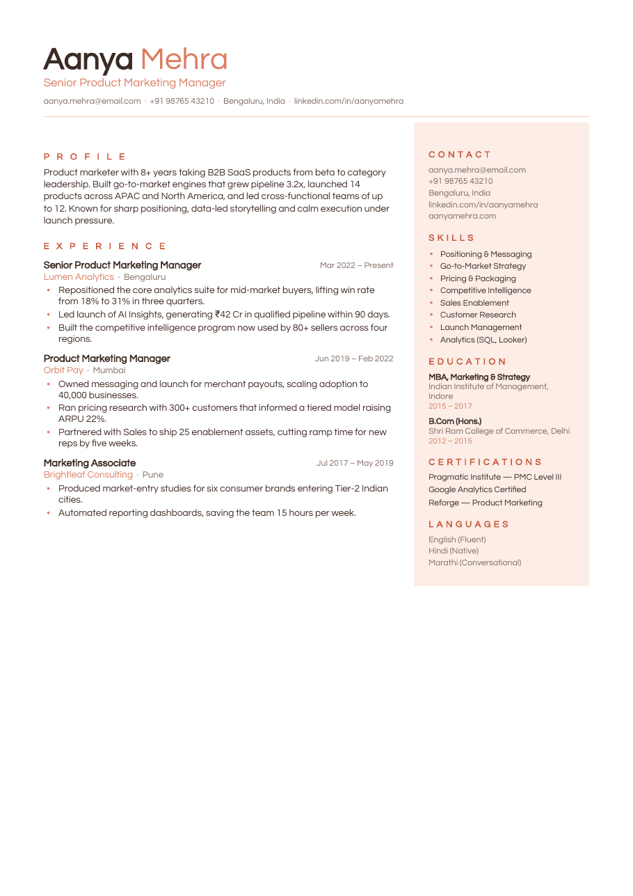 Peach Studio résumé template