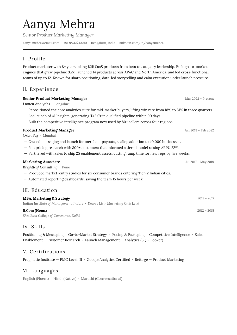 Ink Serif résumé template