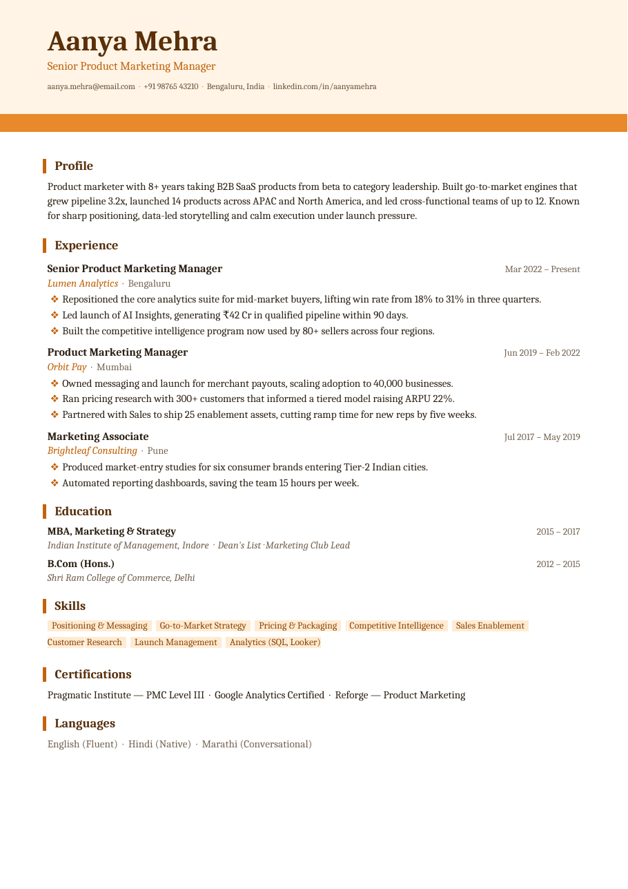 Saffron Heritage résumé template